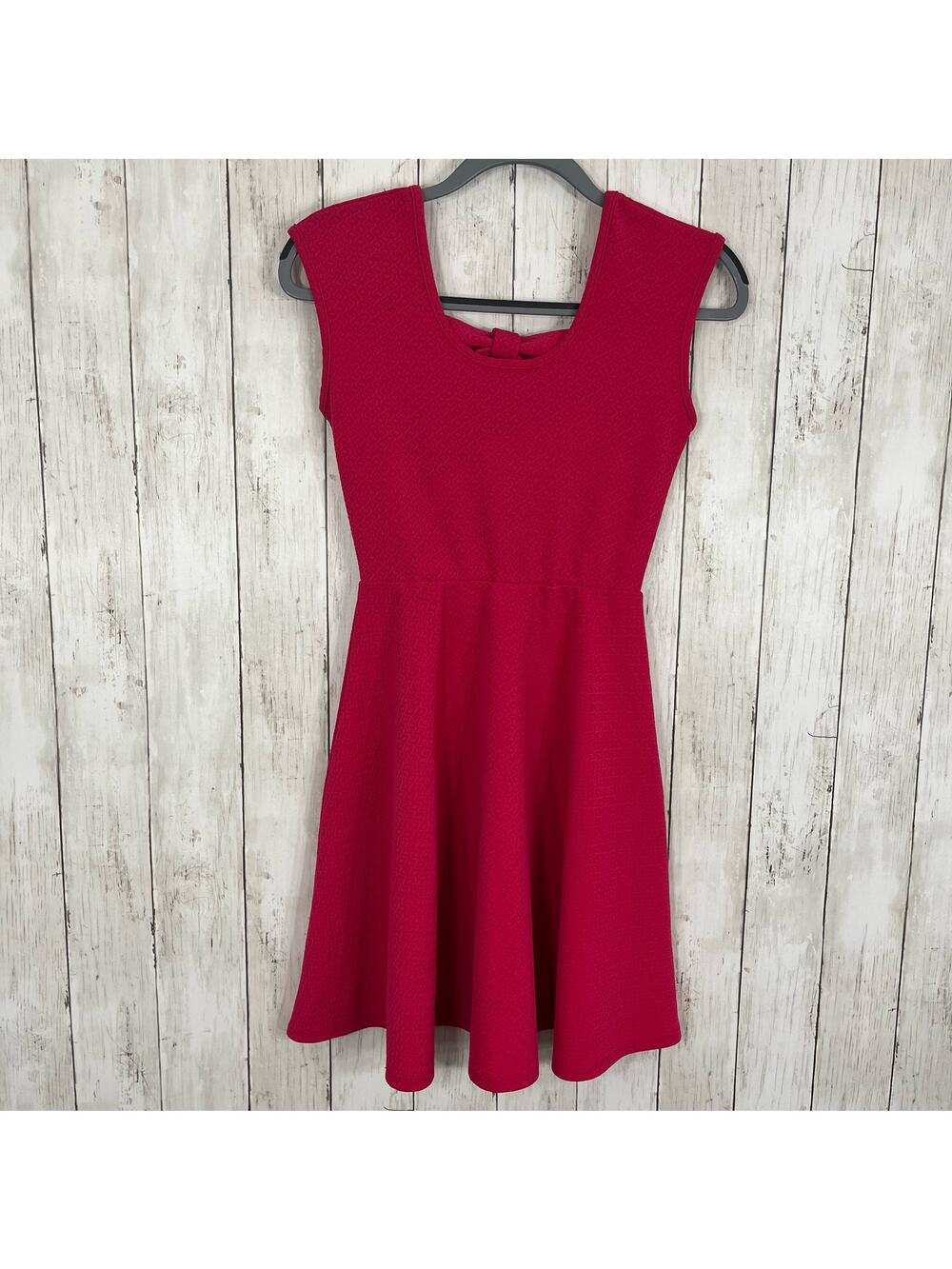 Francesca's Miami Bow Back Fit Flare Pink Skater Coquette Barbiecore Dress Small